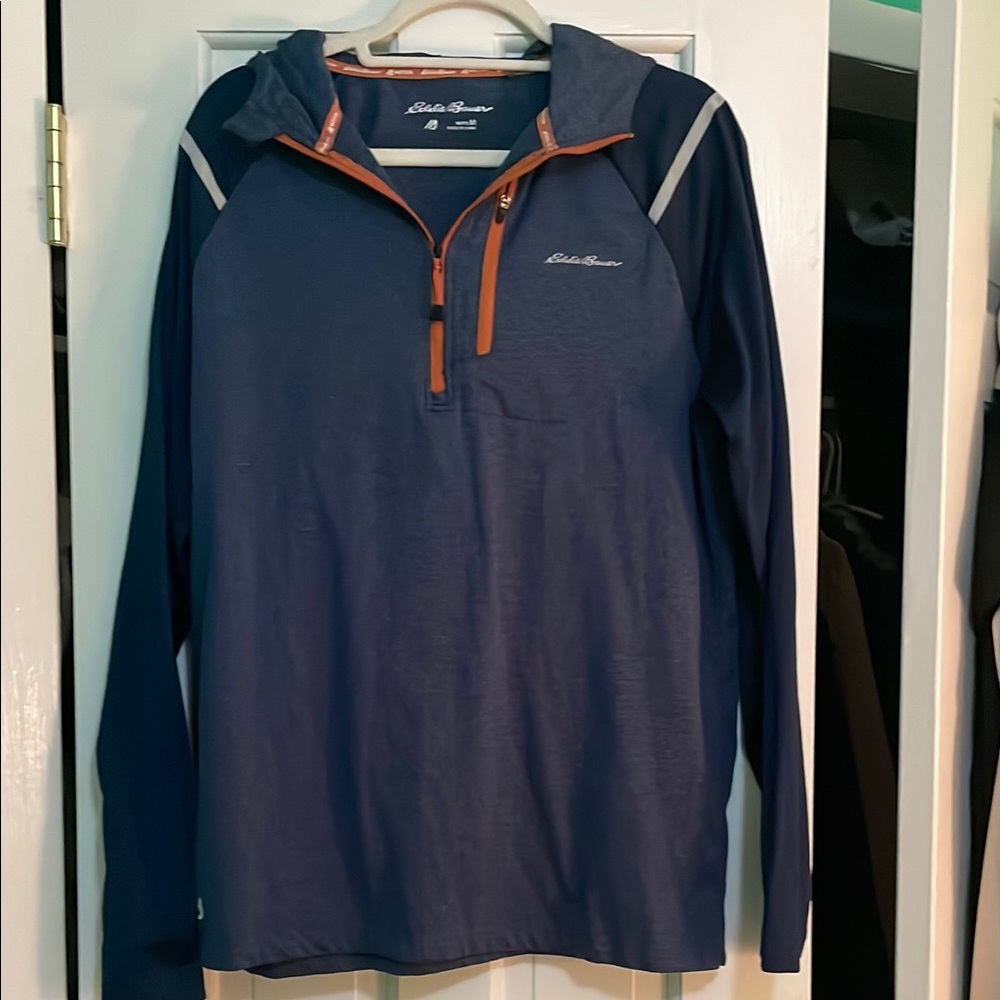 Eddie Bauer Blue and Orange Hooded Pullover